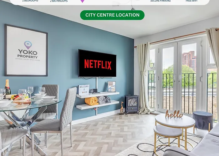 Beautiful Apartment In City Centre With Free Parking, Balcony, Work Desk, Self-Check-In, Fast Wifi And Smart Tvs By Yoko Property